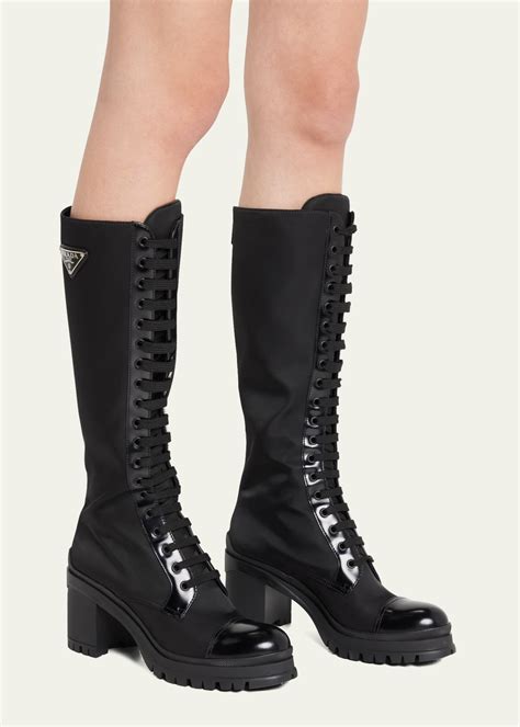 prada lace up combat boot|prada chunky heel ankle boots.